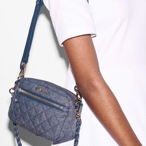 MZ Wallace Quilted Denim Blue Crossbody Bag